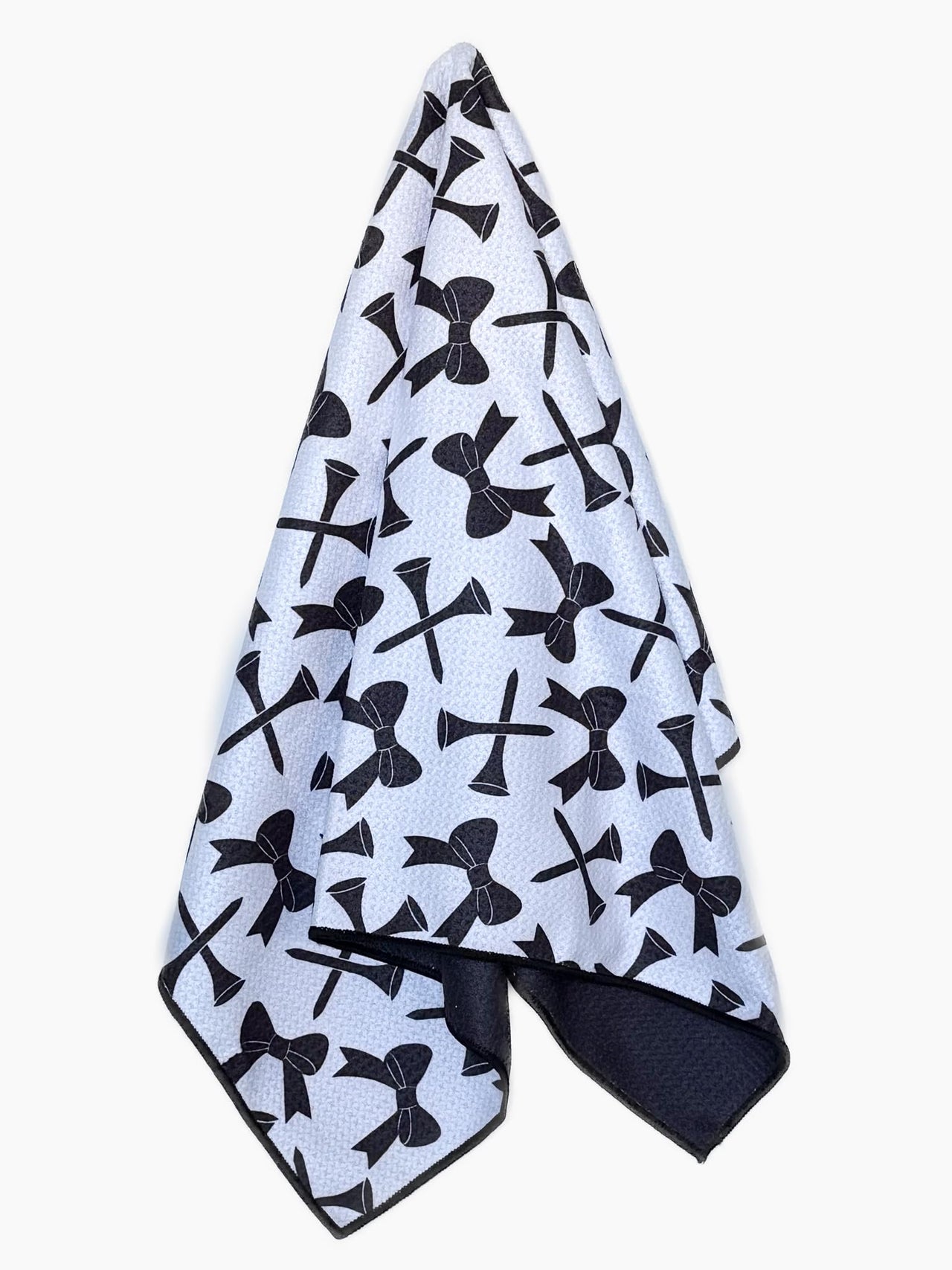 Golf Towel Black and White Bows and Tees