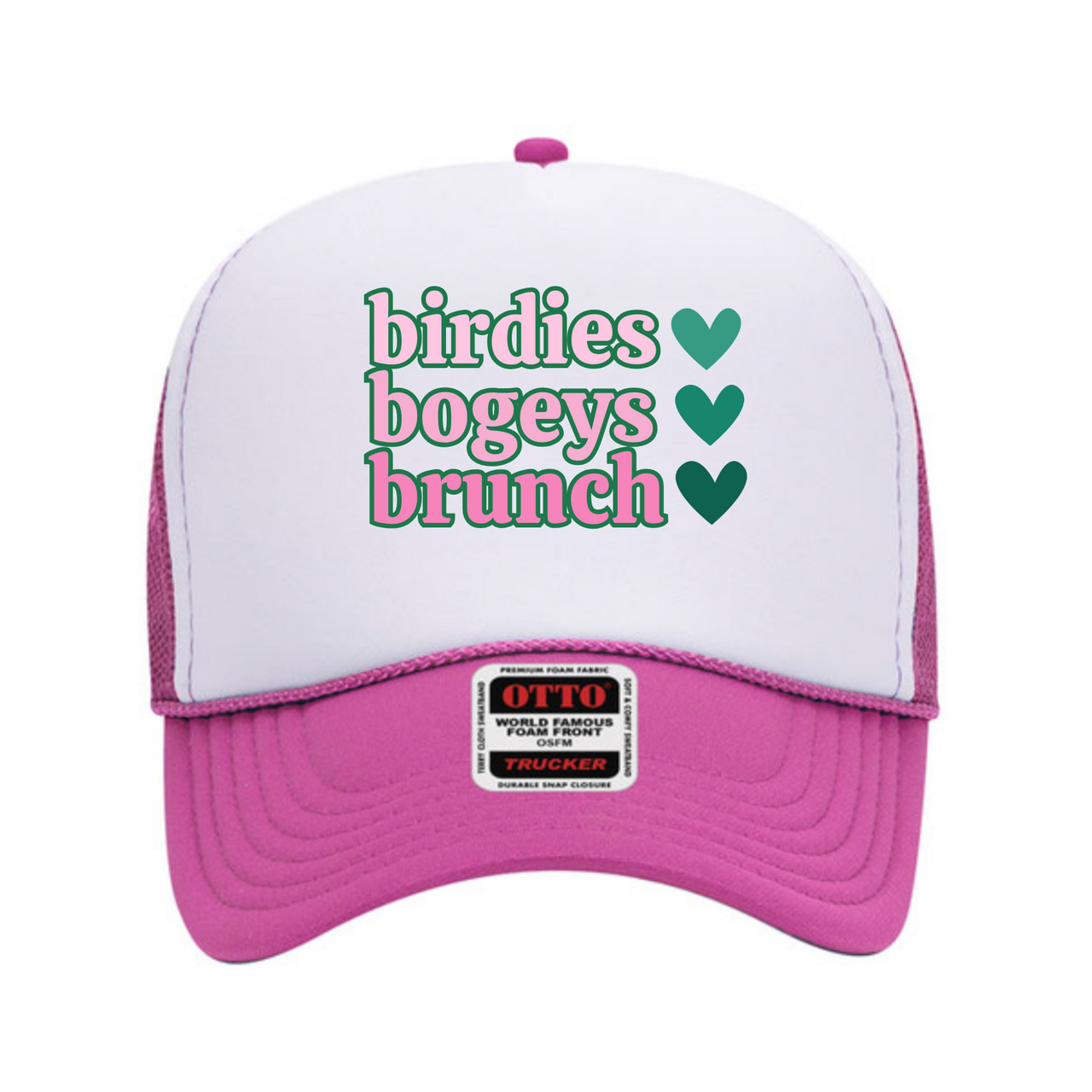 Birdies, Bogeys, and Brunch Pink Trucker Hat
