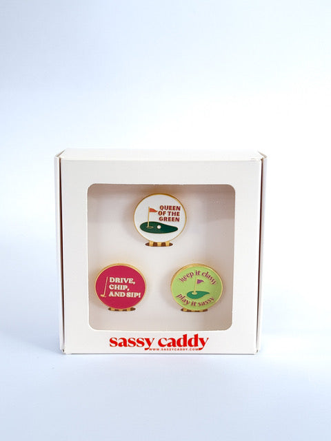 Ball Marker Hat Clip Gift Set - Set of 3 Sayings