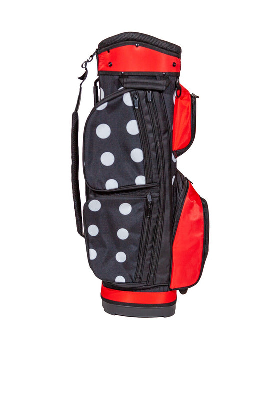 Sassy Caddy | Women's Cart Bag | Monte Carlo Designer Golf Bag |  Light-Weight | Retro Golf Bag | Red & Black