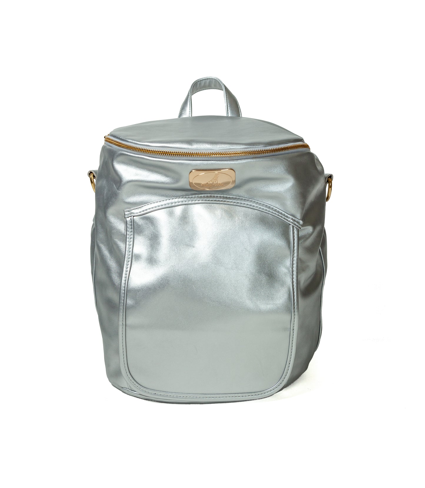 Metallic Silver Leather Back Pack
