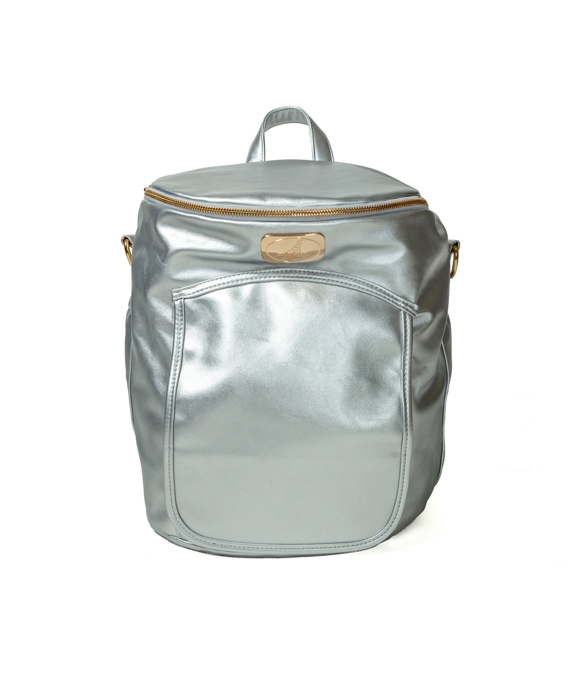 Metallic Case Backpack Metallic Silver Leather Backpack