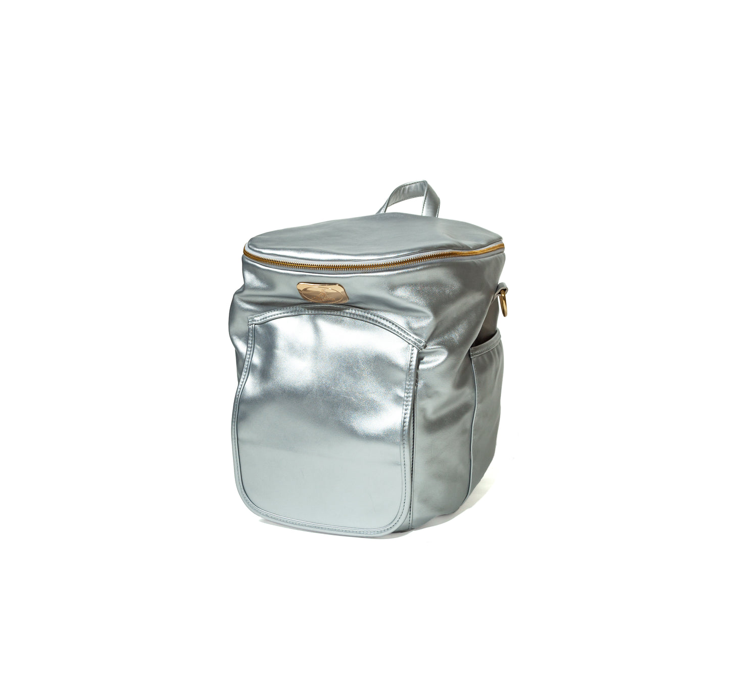 Metallic Silver Leather Backpack