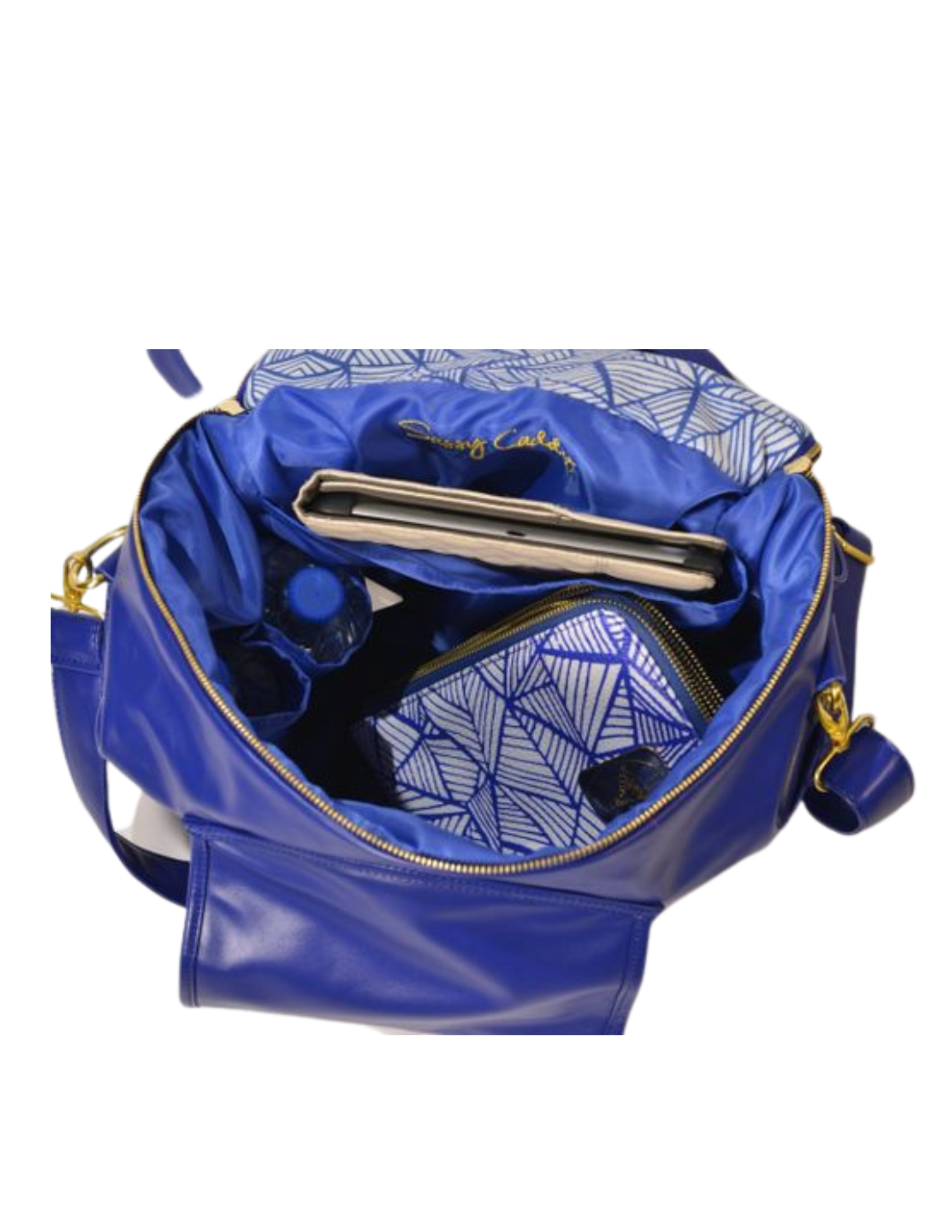 cobalt blue leather backpack Sassy Caddy Golf Cobalt Blue Leather Back Pack